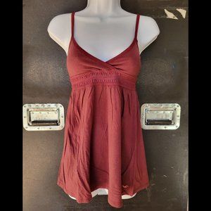Vintage Hollister Y2K Babydoll Cami Empire Waist Tank Top in Burgundy